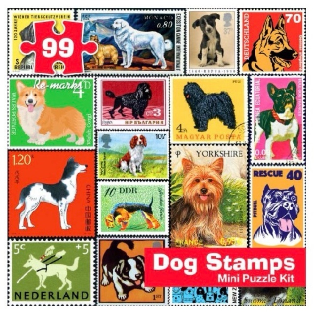 ❤️🆕 PUZZLE Dog Stamps 99-Piece Mini Puzzle Kit by Re-marks - NIB - SEALED - Picture 2 of 3